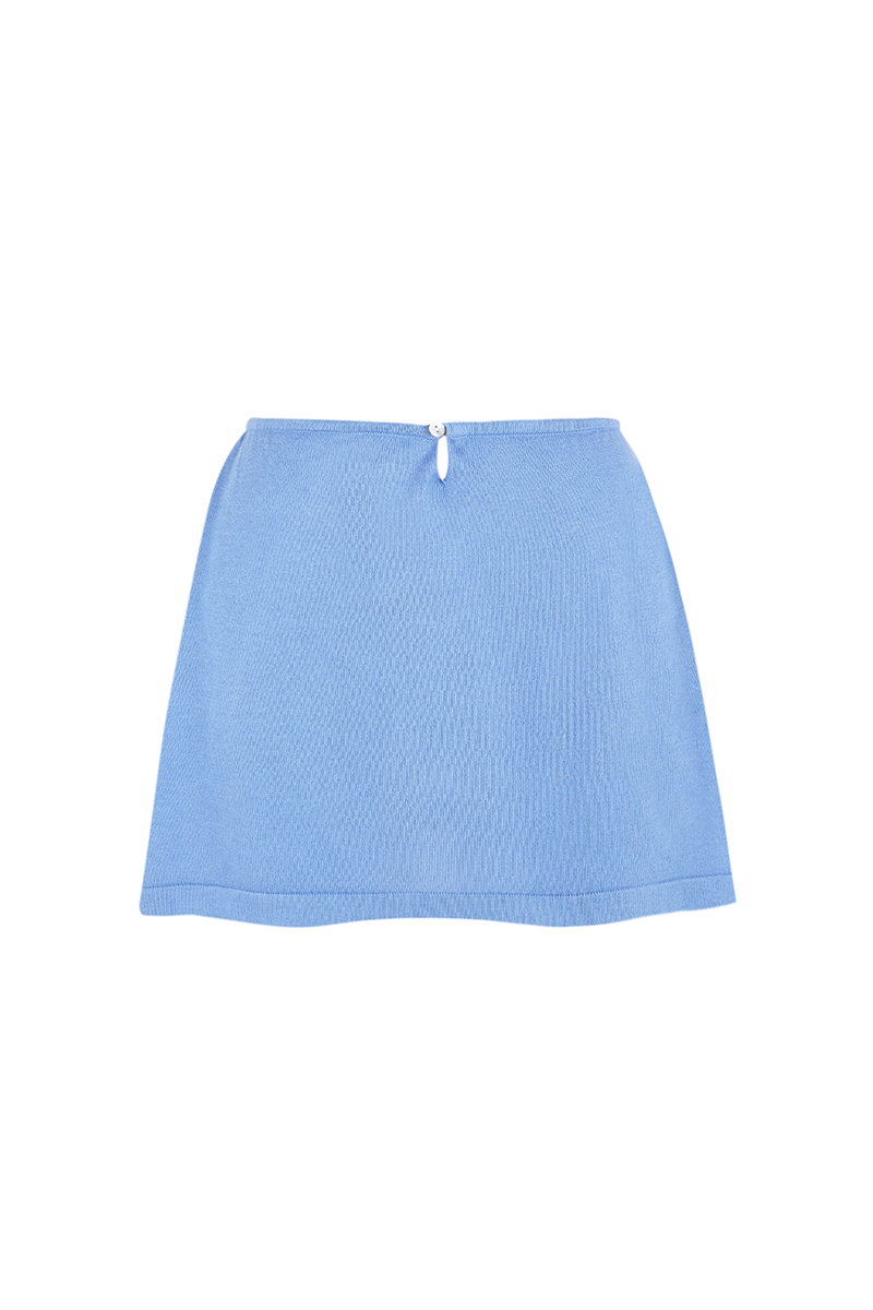 Johansson Cotton Top Blue Mini Skirt Short Unique Sustainable Front